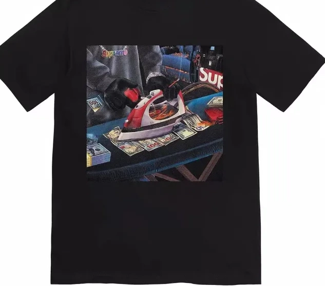XL Tee T-shirt Banknote L Short Necklace BLING Gas USD Iron Black and S 22SS White Large M Sleeve 0703